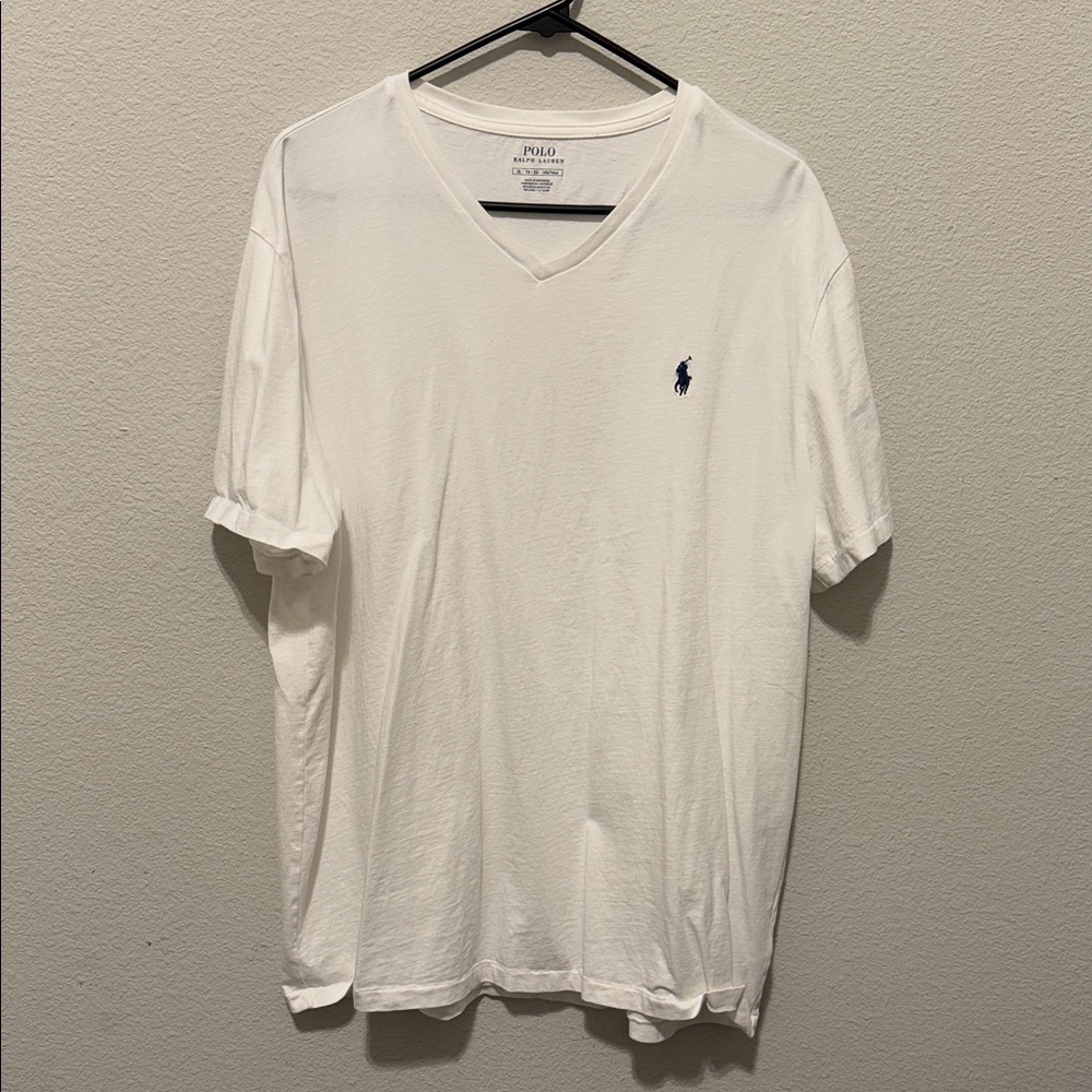 Polo by Ralph Lauren Men's White V-Neck Tee